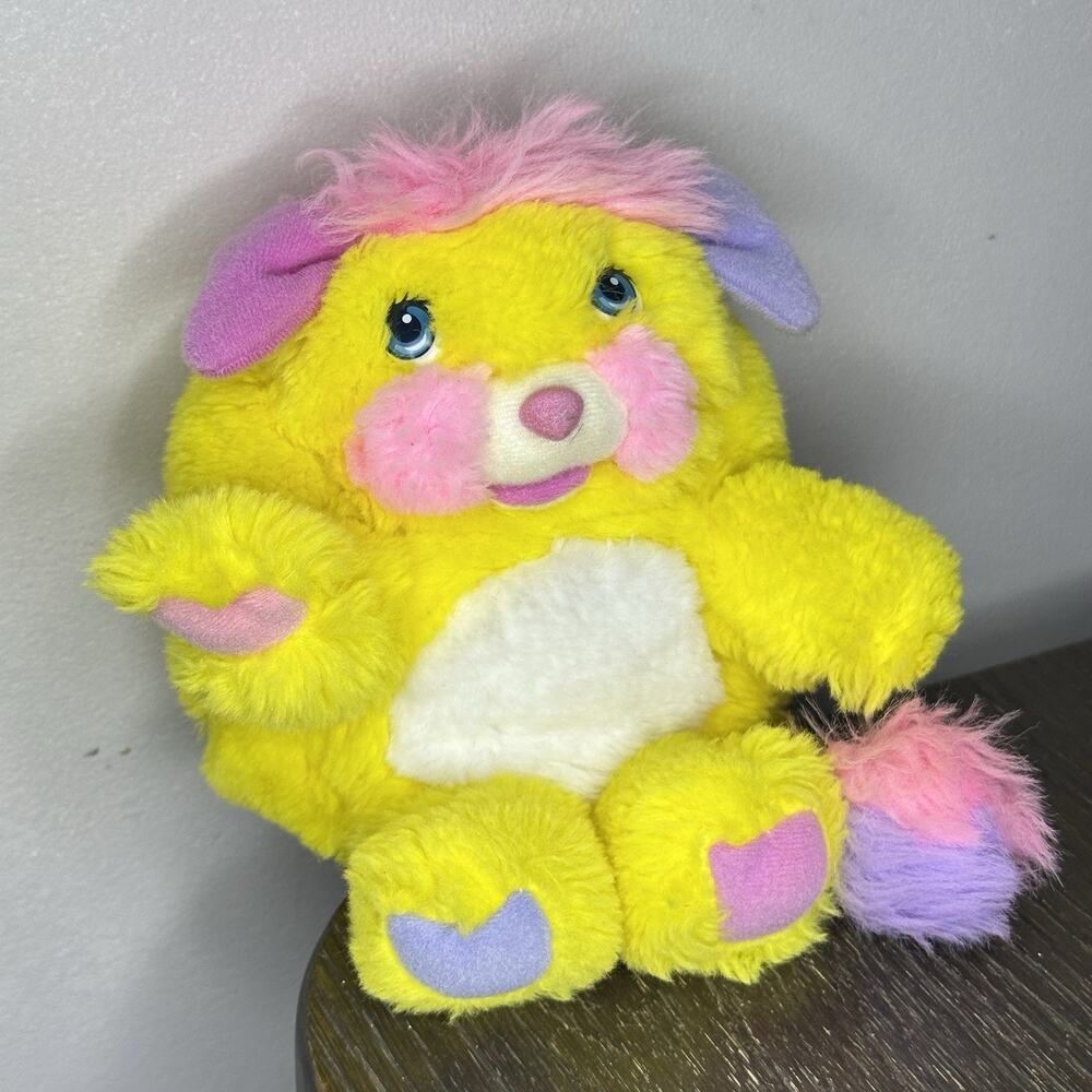 Vintage 1985 Mattel Popples Plush Sunny Yellow Pink Lavender Tail 8" 80s Toy